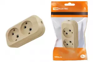 ЭЛМАКС - Колодка розеточная 2 гнезда 2П б/з 10А 250В "Эко" (сосна) TDM элмакс, электротехника, кабель, светотехника, elmax.pro