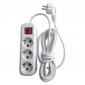 ЭЛМАКС - Удлинитель трехместный с/з с выключателем, 3x0,75, 10м, серия Home, HM03-31-10 (У10А-002), белый элмакс, электротехника, кабель, светотехника, elmax.pro