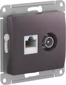 GLOSSA РОЗЕТКА двойная ТВ + компьютерная RJ45, кат.5Е, механизм, СИРЕНЕВЫЙ ТУМАН