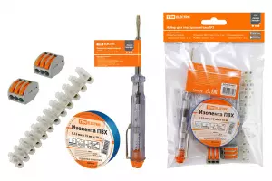 Набор для электромонтажа НЭМ-3, индикатор, изолента 15х10м, ЗВИ 5мм2, СК413х2, ЭкспертЭлектрик, TDM