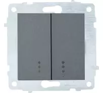 выключатель 2-клавишный OVIVO Loft с индикацией дымчатый
