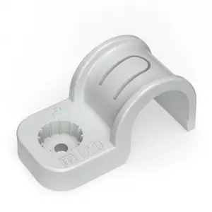 Крепеж-скоба пластиковая односторонняя для прямого монтажа атмосферостойкая серая в п/э d20 мм (50шт