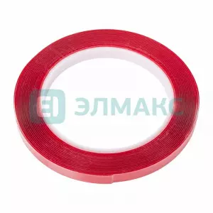 ЭЛМАКС - Двухсторонний скотч прозрачный 100% акрил, защитная пленка красного цвета 9мм 5м REXANT элмакс, электротехника, кабель, светотехника, elmax.pro