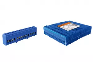 ЭЛМАКС - Шина "N" нулевая в синем изоляторе на DIN-рейку 6x9мм 15 групп TDM элмакс, электротехника, кабель, светотехника, elmax.pro
