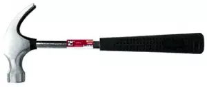 Молоток-гвоздодер, металлическая ручка, резиновая рукоятка 25мм (340г) Молоток-гвоздодер, металлическая ручка, резиновая рукоятка 25мм (340г)