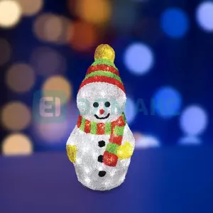 ЭЛМАКС - Акриловая светодиодная фигура "Снеговик с шарфом" 30 см, 40 светодиодов, IP 44, понижающий трансформ элмакс, электротехника, кабель, светотехника, elmax.pro