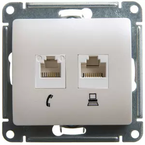 ЭЛМАКС - GLOSSA РОЗЕТКА двойная RJ11+RJ45, кат.5E, ПЕРЛАМУТР элмакс, электротехника, кабель, светотехника, elmax.pro