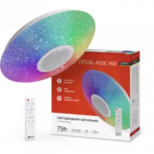 ЭЛМАКС - Светильник светодиодный COMFORT CRYSTAL-MUSIC-RGB 75Вт 230В 3000-6500K 6000Лм 505x125мм с пультом ди элмакс, электротехника, кабель, светотехника, elmax.pro