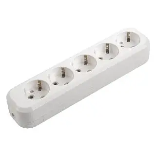 Розеточная колодка GSB-16-5-G-IP20 Classic, 16А, 5 мест, с заземлением, без выключателя, IP20 Genera