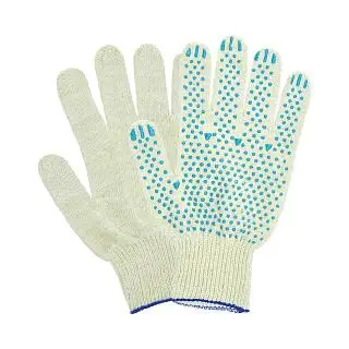 Перчатки трикотажные с ПВХ 5-ти нитка 10 класс (точка) белые
