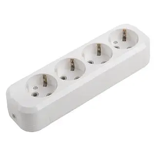 Розеточная колодка GSB-16-4-G-IP20 Classic, 16А, 4 места, с заземлением, без выключателя, IP20 Gener