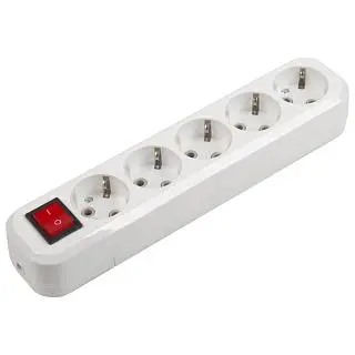 Розеточная колодка GSB-16-5-G-S-IP20 Classic, 16А, 5 мест, с заземлением, c выключателем, IP20 Gener