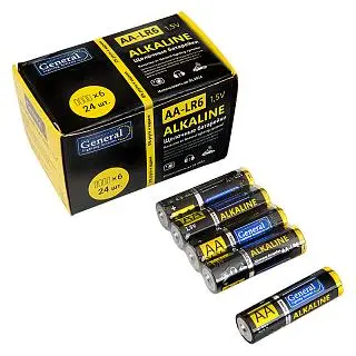 Батарейка General GBAT-LR6 AA щелочная 4шт в пленке (800553) (4/24/720)