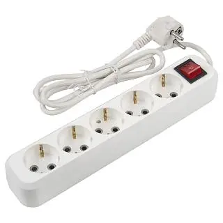 Удлинитель бытовой General GES-16-3x100-5-1,5m-S, 16А, 3х1 мм2, 5 мест, 1,5 метра, с заземлением, с 