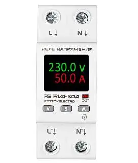Реле напряжения ROSTOKELECTRO RE RVA-50A с ЖК-дисплеем