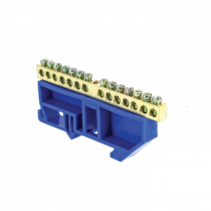 ЭЛМАКС - Шина "0" N (6х9мм) 14 отверстий латунь синий изолятор на DIN-рейку EKF PROxima элмакс, электротехника, кабель, светотехника, elmax.pro