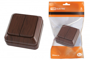 ЭЛМАКС - Выключатель 2-кл. открытой установки IP20 10А, бук "Ладога" TDM элмакс, электротехника, кабель, светотехника, elmax.pro