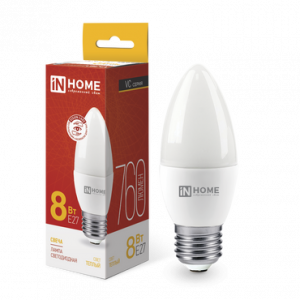 ЭЛМАКС - Лампа светодиодная LED-СВЕЧА-VC 8Вт 230В Е27 3000К 760Лм IN HOME элмакс, электротехника, кабель, светотехника, elmax.pro