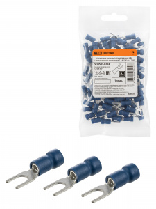 ЭЛМАКС - Наконечник вилочный изолированный НВИ с легким вводом проводника 2,5-4 (100 шт.) TDM элмакс, электротехника, кабель, светотехника, elmax.pro