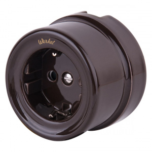 ЭЛМАКС - W5671014/ Розетка с заземлением (коричневый) Ретро элмакс, электротехника, кабель, светотехника, elmax.pro