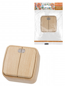 ЭЛМАКС - Выключатель 2-кл. открытой установки с подсветкой IP20 10А, сосна "Дача" Народная элмакс, электротехника, кабель, светотехника, elmax.pro