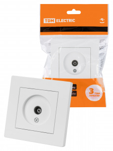 ЭЛМАКС - Розетка телевизионная простая (0-2400МГц, "мама") белая "Сенеж" TDM элмакс, электротехника, кабель, светотехника, elmax.pro