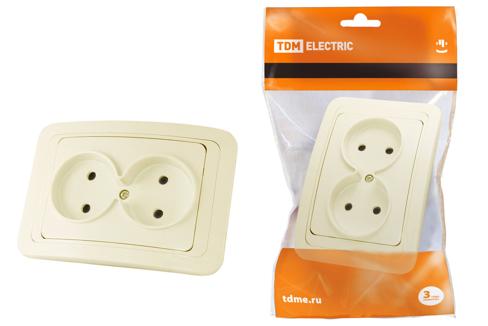 ЭЛМАКС - Розетка двойная 2П 10А сл. кость "Валдай" TDM элмакс, электротехника, кабель, светотехника, elmax.pro