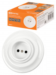 ЭЛМАКС - Розетка скрытой установки фарфоровая 2П 10А 250В белая «Болонь» TDM элмакс, электротехника, кабель, светотехника, elmax.pro