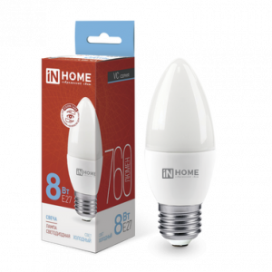 ЭЛМАКС - Лампа светодиодная LED-СВЕЧА-VC 8Вт 230В Е27 6500К 760Лм IN HOME элмакс, электротехника, кабель, светотехника, elmax.pro