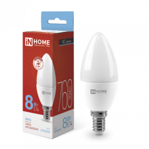 ЭЛМАКС - Лампа светодиодная LED-СВЕЧА-VC 8Вт 230В Е14 6500К 760Лм IN HOME элмакс, электротехника, кабель, светотехника, elmax.pro