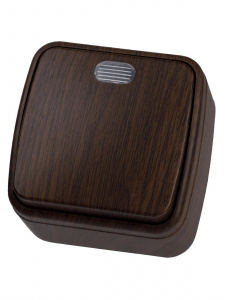 ЭЛМАКС - Выключатель 1-кл. открытой установки с подсветкой IP20 10А, венге "Дача" Народная элмакс, электротехника, кабель, светотехника, elmax.pro