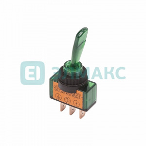 ЭЛМАКС - Тумблер 12V 20А (3c) ON-OFF однополюсный с зеленой подсветкой REXANT элмакс, электротехника, кабель, светотехника, elmax.pro