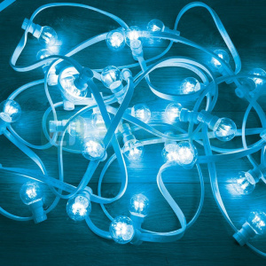 ЭЛМАКС - Гирлянда LED Galaxy Bulb String 10м, белый КАУЧУК, 30 ламп*6 LED СИНИЕ, влагостойкая IP54 элмакс, электротехника, кабель, светотехника, elmax.pro