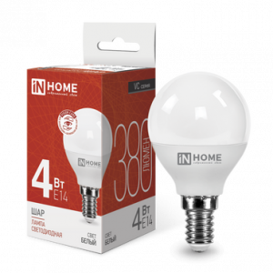 ЭЛМАКС - Лампа светодиодная LED-ШАР-VC 4Вт 230В Е14 4000К 360Лм IN HOME элмакс, электротехника, кабель, светотехника, elmax.pro