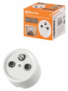 ЭЛМАКС - Розетка TV+R+ SAT оконечная белая «Болонь» TDM элмакс, электротехника, кабель, светотехника, elmax.pro