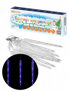 ЭЛМАКС - Гирлянда светодиодная "Сосульки фигурные" 2,1 м, 32LED, 8 шт, синий, 8 режимов, 250 В, IP20, TDM элмакс, электротехника, кабель, светотехника, elmax.pro