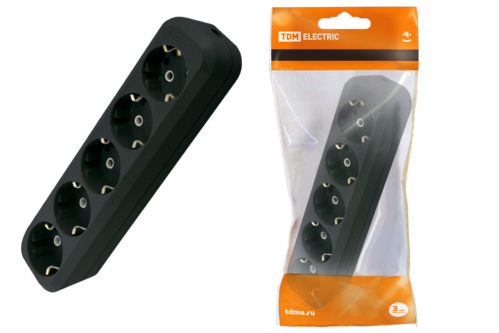 ЭЛМАКС - Колодка розеточная 5 гнезд 2П+3 16А 250В черная TDM элмакс, электротехника, кабель, светотехника, elmax.pro