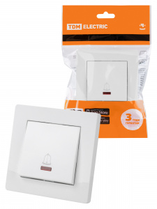 ЭЛМАКС - Кнопка звонка с подсветкой 6А белая "Сенеж" TDM элмакс, электротехника, кабель, светотехника, elmax.pro