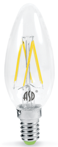 ЭЛМАКС - Лампа светодиодная LED-СВЕЧА-PREMIUM 5Вт 160-260В Е14 3000К 450Лм прозрачная ASD элмакс, электротехника, кабель, светотехника, elmax.pro