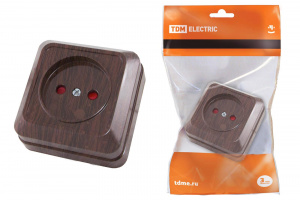 ЭЛМАКС - Розетка 2П открытой установки с з/ш IP20 10А, бук"Ладога" TDM элмакс, электротехника, кабель, светотехника, elmax.pro