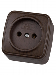 ЭЛМАКС - Розетка 2П открытой установки IP20 10А, венге "Дача" Народная элмакс, электротехника, кабель, светотехника, elmax.pro