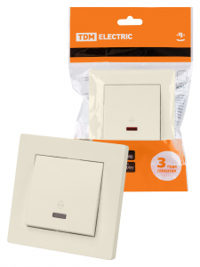 ЭЛМАКС - Выключатель на 2 направления 1 кл. с подсветкой 10А сл. кость "Сенеж" TDM элмакс, электротехника, кабель, светотехника, elmax.pro