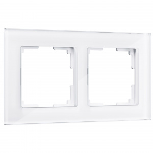 ЭЛМАКС - W0021101/ Рамка на 2 поста Favorit (белый,стекло) элмакс, электротехника, кабель, светотехника, elmax.pro