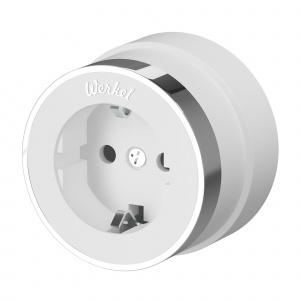 ЭЛМАКС - W5871050/ Розетка с заземлением Vintage (белый матовый/хром) элмакс, электротехника, кабель, светотехника, elmax.pro