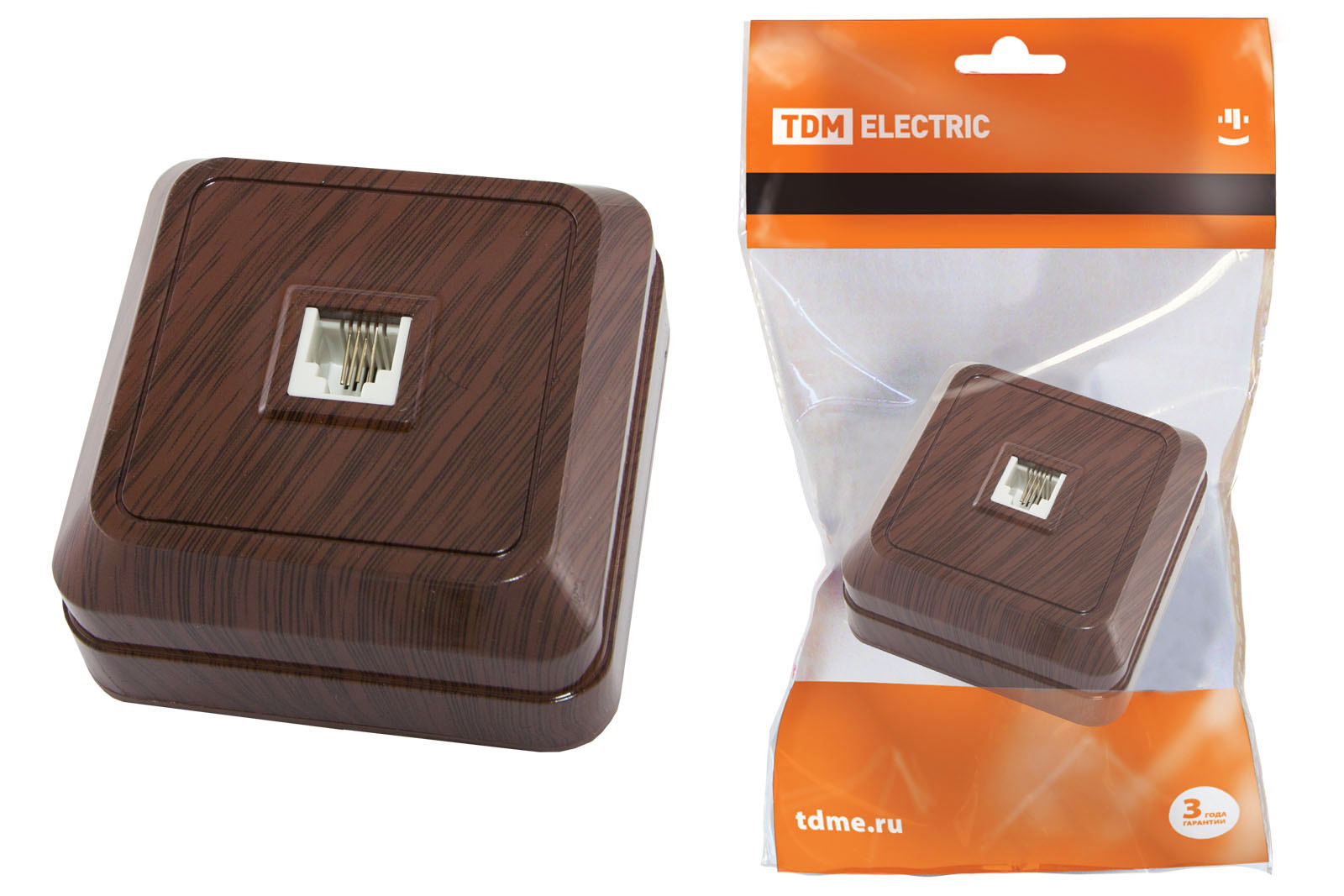 ЭЛМАКС - Розетка TФ (RJ-11) открытой установки IP20, бук "Ладога" TDM элмакс, электротехника, кабель, светотехника, elmax.pro