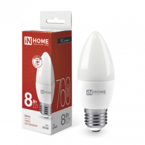 ЭЛМАКС - Лампа светодиодная LED-СВЕЧА-VC 8Вт 230В Е27 4000К 760Лм IN HOME элмакс, электротехника, кабель, светотехника, elmax.pro