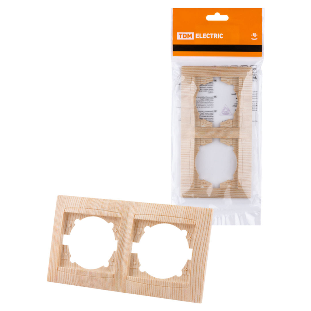 ЭЛМАКС - Рамка 2-х постовая горизонтальная сосна "Лама" TDM элмакс, электротехника, кабель, светотехника, elmax.pro