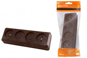 ЭЛМАКС - Розетка 4-х местная горизонтальная 2П открытой установки IP20 10A с з/ш бук "Ладога" TDM элмакс, электротехника, кабель, светотехника, elmax.pro