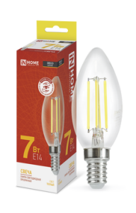 ЭЛМАКС - Лампа светодиодная LED-СВЕЧА-deco 7Вт 230В Е14 3000К 630Лм прозрачная IN HOME элмакс, электротехника, кабель, светотехника, elmax.pro