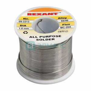 ЭЛМАКС - Припой с канифолью 250 гр.d=1.0 мм (Sn60 Pb40 Flux 2.2%) REXANT элмакс, электротехника, кабель, светотехника, elmax.pro